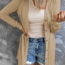 Large Brown Open-Front Buttons Cardigan